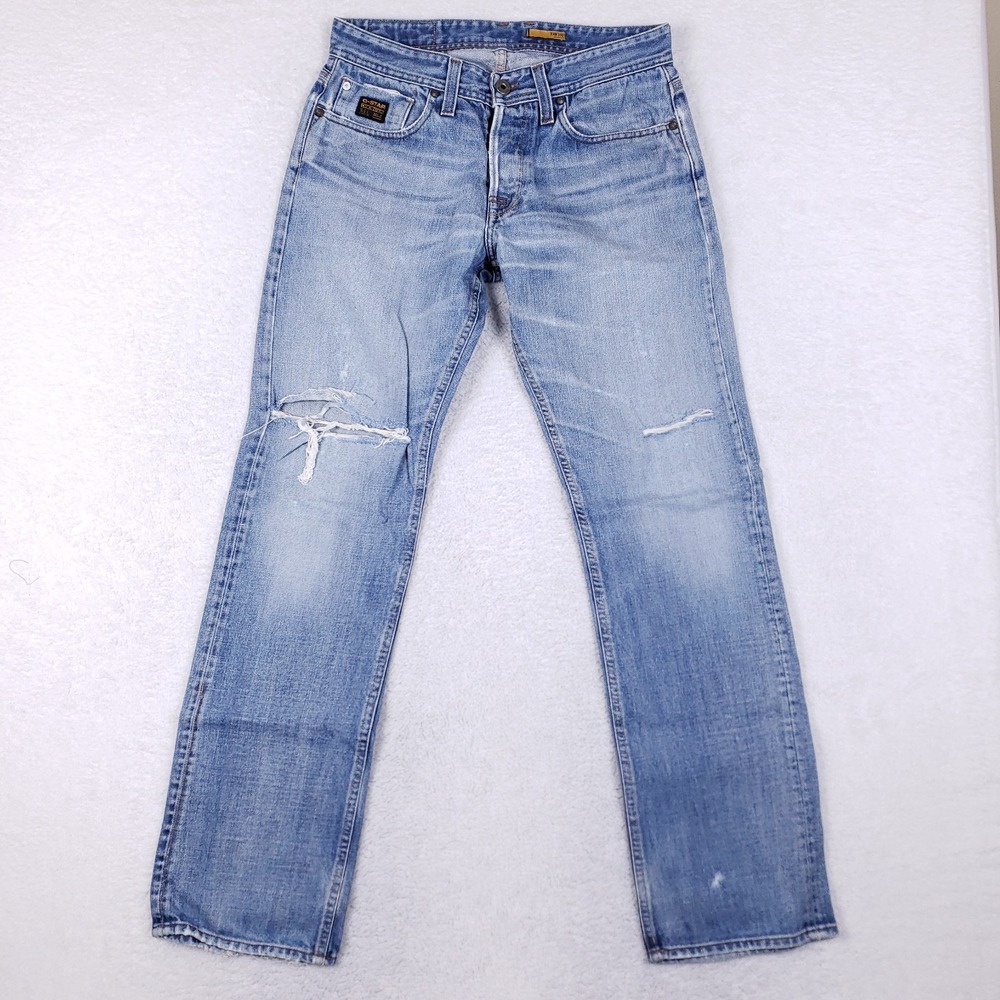 G-Star Raw Porter Straight Distressed Jeans 32x34 Blue